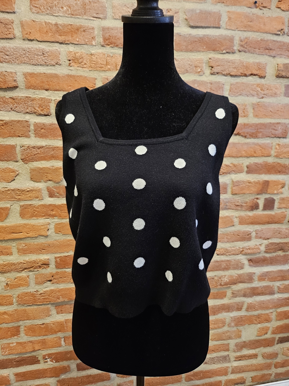Victor Glemaud Black Knit Tank with White Polka Dots